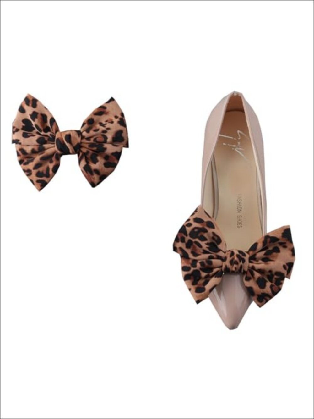 Leopard Print Bow Shoe Clips Silver Plated Rhinestone Wedding Accessories